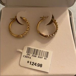 Gold and silver diamond earrings.  New in box.